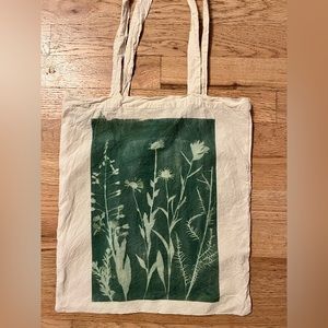 Hand solar-printed floral tote bag
